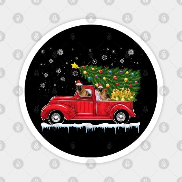 Red Truck pick up German Shepherd Christmas  lover gift T-Shirt Magnet by CoolTees